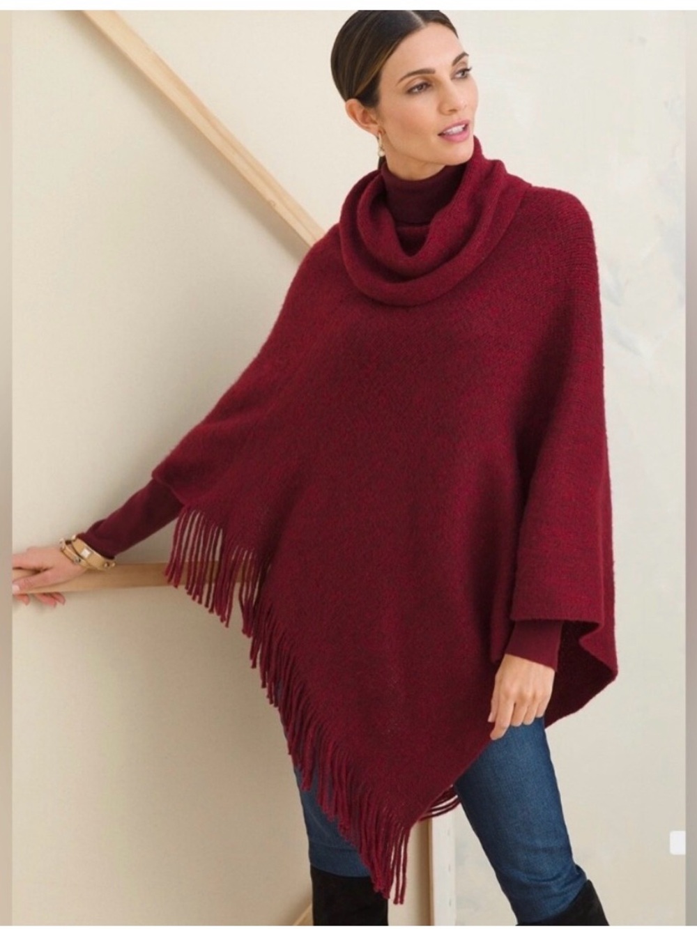 Chico’s Cowl Neck Poncho Wild Poppy NWT